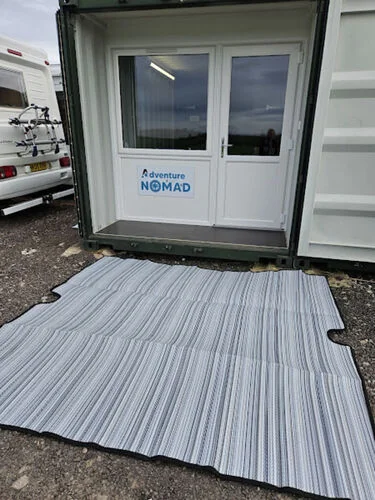 Waterproof outdoor carpet mat at motorhome entrance